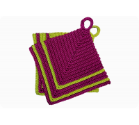 1 Paar Topflappen Retromuster magenta/grün