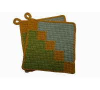 1 Paar Topflappen Karos gelb
