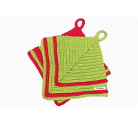 1 Paar Topflappen Retromuster rot/grün