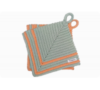 1 Paar Topflappen Retromuster hellblau/lachs