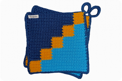 1 Paar Topflappen Karo blau