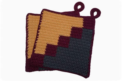 1 Paar Topflappen Karos magenta