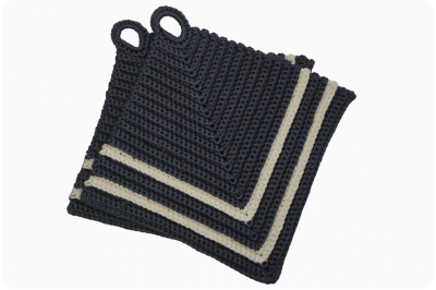 1 Paar Topflappen Retromuster anthrazit/weiß