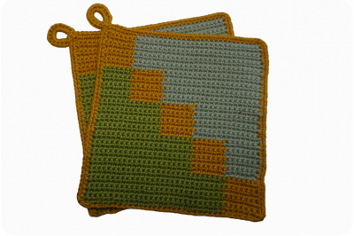 1 Paar Topflappen Karos gelb